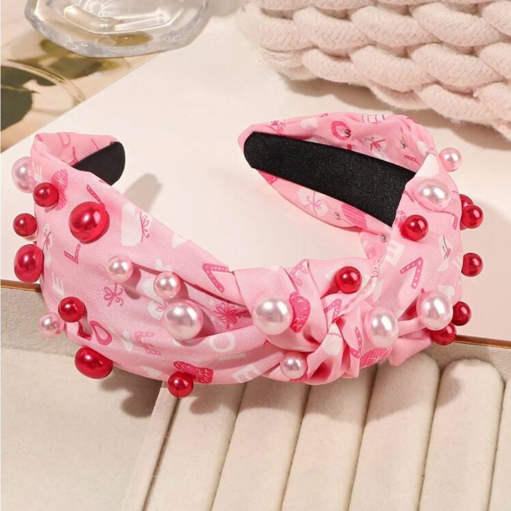 NWT Pink Pearl Embellished Headband OS Top Quality
